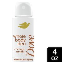 Dove Aluminum Free Sensitive Whole Body Deo Coconut Vanilla Deodorant Spray, 4 oz