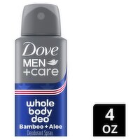 Dove Men+Care Whole Body Deo Bamboo + Aloe Alcohol Free Deodorant Spray, 4 oz, 4 Ounce