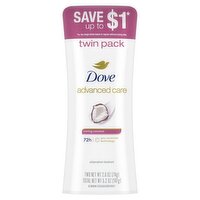 Dove Advanced Care Caring Coconut Antiperspirant Deodorant Twin Pack, 2.6 oz, 2 count