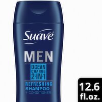 Suave Men Ocean Charge 2-in-1 Marine & Drift Wood Scent Refreshing Shampoo + Conditioner, 12.6 fl oz