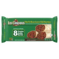 Las Campanas Beef & Bean Green Chili Burritos, 8 count, 32 oz, 40 Ounce