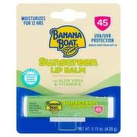 Banana Boat Broad Spectrum Sunscreen Lip Balm with Aloe Vera & Vitamin E, SPF 45, 0.15 oz