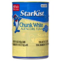 StarKist Chunk White Albacore Tuna in Water, 5 oz, 4 count, 20 Ounce