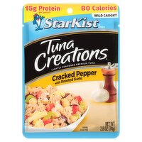 StarKist Tuna Creations Cracked Pepper with Roasted Garlic Lightly Seasoned Premium Tuna, 2.6 oz, 2.6 Ounce