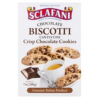 Sclafani Chocolate Biscotti Cantuccini Crisp Chocolate Cookies, 7 oz