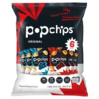 Popchips Original Popped Potato Snack, 0.8 oz, 6 count