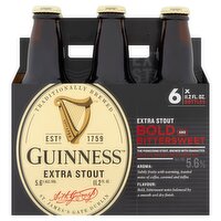 Guinness Extra Stout Bold and Bittersweet Beer, 6 count, 11.2 fl oz