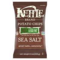 Kettle Brand 30% Less Fat Sea Salt Potato Chips, 8 oz