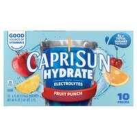 Capri Sun Hydrate Fruit Punch with Electrolytes Drink, 6 fl oz, 10 count