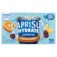 Capri Sun Hydrate Tropical Punch with Electrolytes Drink, 6 fl oz, 10 count