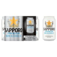 Sapporo Premium Malt Beverage, 12 fl oz, 6 count