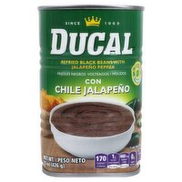 Ducal Refried Black Beans with Jalapeño Pepper, 15 oz