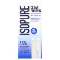 Isopure Clear Protein Unsweetened Protein Powder Drink Mix, 0.45 oz, 6 count