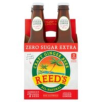 Reed's Zero Sugar Extra Craft Ginger Beer, 4 count, 12 fl oz