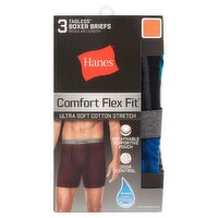 Hanes Comfort Flex Fit Regular Length Tagless Boxer Briefs, M, 3 count