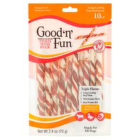 Good'n' Fun Triple Flavor Twists with Duck Snack for All Dogs, 10 count, 2.4 oz