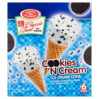 Klein's Real Kosher Classic Treat Cookies 'N Cream Ice Cream Cone, 4 oz, 6 count