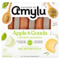 Amylu Apple & Gouda Chicken Sausages, 9 oz