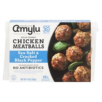 Amylu Sea Salt & Cracked Black Pepper Chicken Meatballs, 10 oz