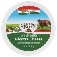 Organic Valley Whole Milk Organic Ricotta Cheese, 15 oz