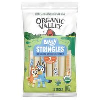 Organic Valley Stringles Bluey Low-Moisture Part-Skim Mozzarella String Cheese, 1 oz, 8 count