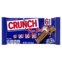 CRUNCH Milk Chocolate and Crisped Rice, Fun Size Individually Wrapped Candy Bars, 2.7 oz, 6 Pack