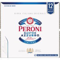 Peroni Nastro Azzurro 12 Pack - 12 oz Glass Bottles, 144 fl oz