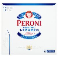 Peroni Nastro Azzurro 12 Pack - 12 oz Glass Bottles, 144 fl oz