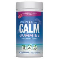 Natural Vitality Calm Raspberry-Lemon Flavor Magnesium Citrate Dietary Supplement, 60 count