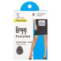 L'eggs Everyday Control Top Off Black B Sheer Toe Pantyhose Extra Value, 3 pair