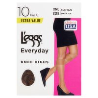 L'eggs Everyday Suntan Sheer Toe Knee Highs Extra Value, One Size, 10 pair