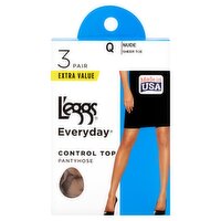 L'eggs Everyday Control Top Nude Sheer Toe Pantyhose Extra Value, Size Q, 3 pair