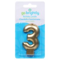 Go Brightly 3 Birthday Candle, 1 Each