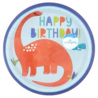 Go Brightly Happy Birthday! Party Saurus Plates, 8 count