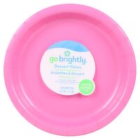 Go Brightly 6.75 In Paper Bright Pink Dessert Plates, 16 count