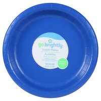 Go Brightly 8.5 In Bright Royal Blue Paper Lunch Plates, 16 count