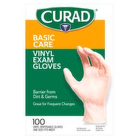 Curad Basic Care Vinyl Exam Gloves, 100 count