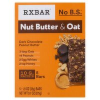 Rxbar NO B.S. Nut Butter & Oat Peanut Butter Dark Chocolate Bars, 1.9 oz, 5 count