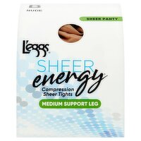 L'eggs Sheer Energy Medium Support Leg Nude 97784 Compression Sheer Tights, Size B, 1 pair