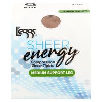 L'eggs Sheer Energy Medium Support Leg Nude Compression Sheer Tights, Size Q, 1 pair