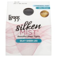 L'eggs Silken Mist Jet Black Silky Sheer Leg Tights, Size B, 1 pair