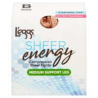 L'eggs Sheer Energy Nude Medium Support Leg Compression Sheer Tights, Size B, 1 pair