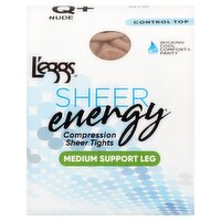 L'eggs Sheer Energy Medium Support Leg Nude 98148 Compression Sheer Tights, Size Q+, 1 pair