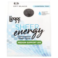 L'eggs Sheer Energy Off Black Medium Support Leg Compression Sheer Tights, Size B, 1 pair