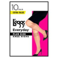 L'eggs Everyday Plus Size Suntan Sheer Toe Knee Highs Extra Value, One Size, 10 pair