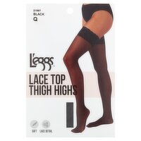 L'eggs 21887 Black Q Lace Top Thigh Highs