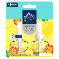 Glade Lemon Zest & Poppy PlugIns Scented Oil Refills Limited Edition, 0.67 fl oz, 2 Count