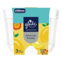 Glade Lemon Zest & Poppy 3 Wick Candle Limited Edition, 6.8 oz