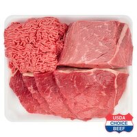 USDA Choice Beef Bottom Round Roast/Steak/Ground Beef Combo, Boneless, Average Weight 6 lb Pack