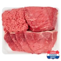 USDA Choice Beef Bottom Round Rump Roast/Swiss Steak/Ground Beef Combo, Boneless Average Weight 6 lb